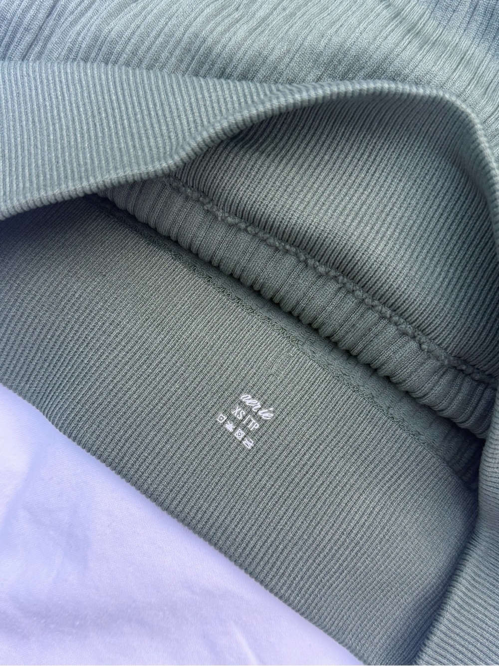 aerie Olive Ribbed Square-Neck Sports Bra Top - Picture 3 of 3